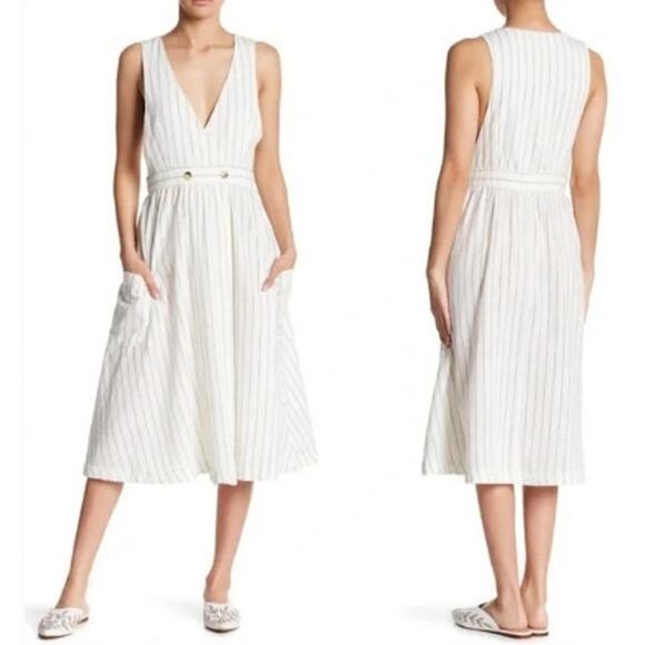 New‎ NWT Cupshe V-Neck Pin Stripe Midi Dress Size Medium - Picture 1 of 11